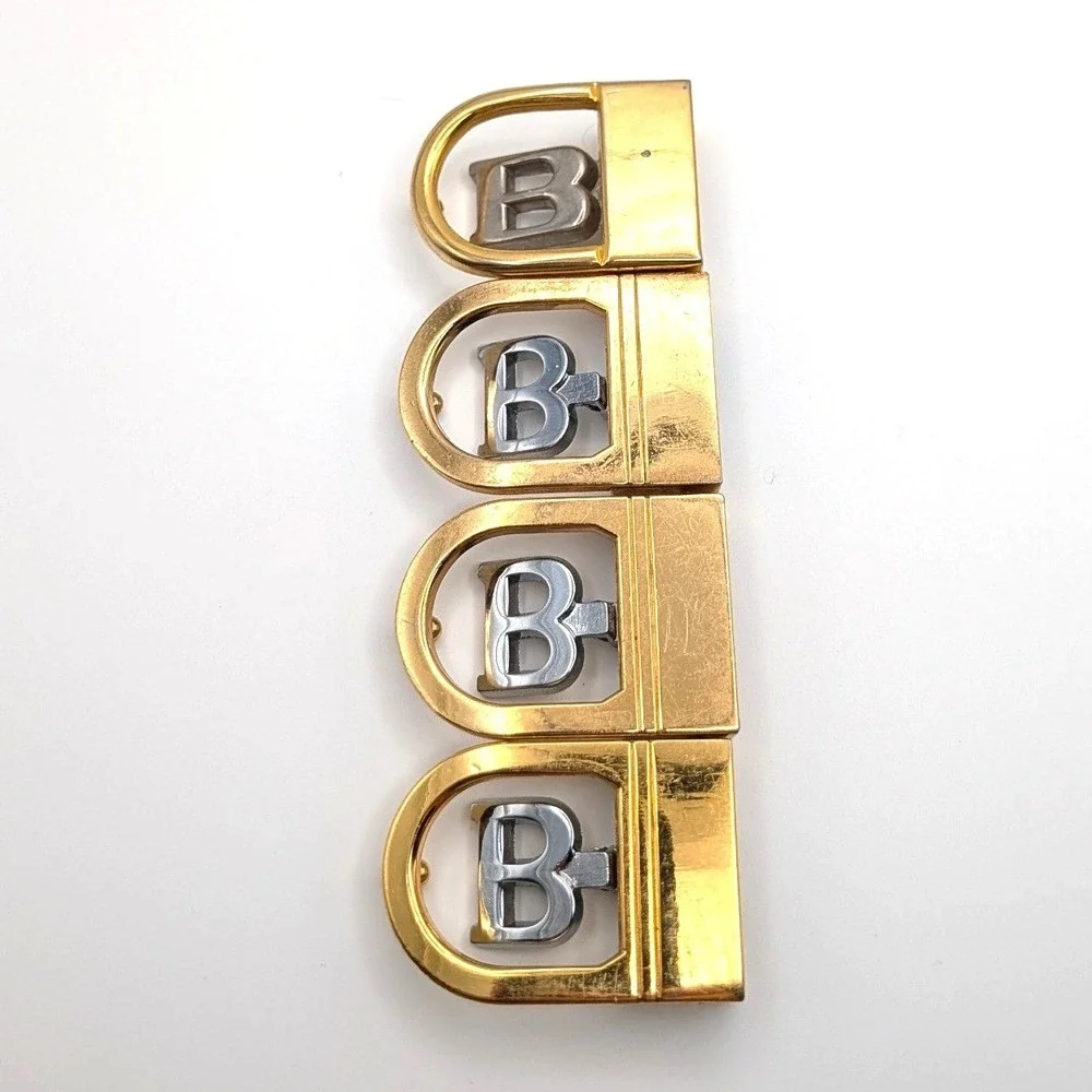 Vintage Initial B Belt Buckles Mixed Metal Gold Silver Tone Logo Set of 4